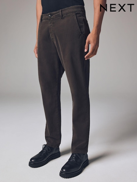 Dark Brown Slim Fit Premium Soft Touch Chino Trousers (B96141) | £40