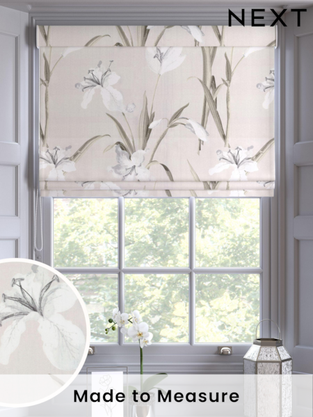 Natural Lily Floral Made to Measure 100% Cotton Roman Blind (B96771) | £52