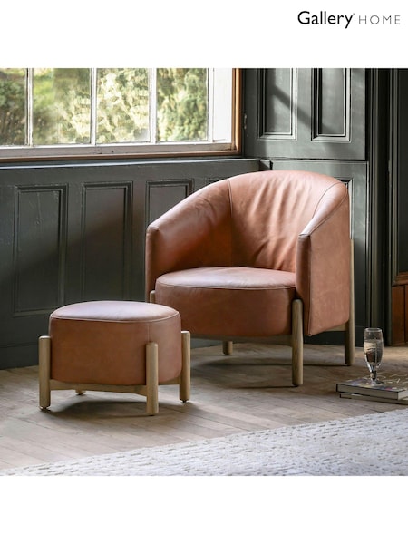 Gallery Home Vintage Brown Tilly Leather Footstool (B96992) | £330