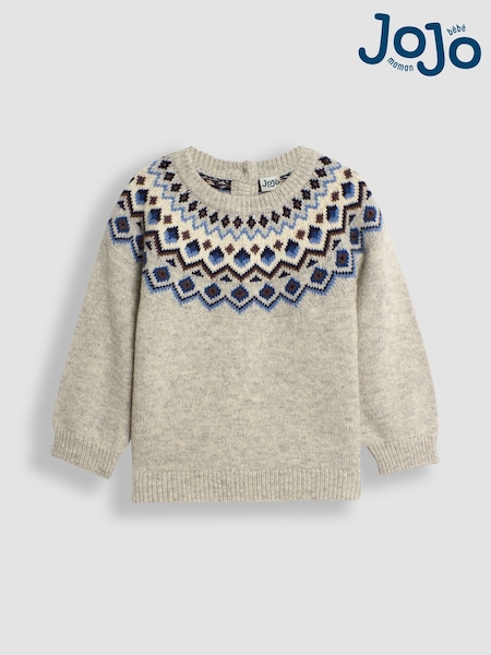 JoJo Maman Bébé Grey Marl Nordic Jumper (B97293) | £28