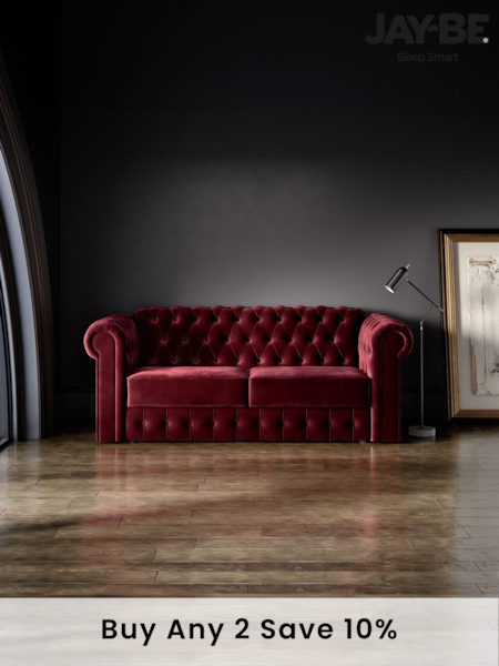 Jay-Be Luxe Velvet Shiraz Red Chesterfield 3 Seater Sofa Bed (B97364) | £3,485