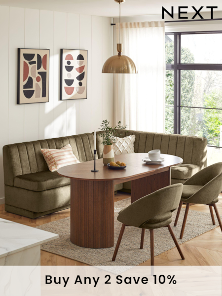 Plush Chenille Moss Green Anderson Storage Right Hand Dining Bench (B97401) | £1,350