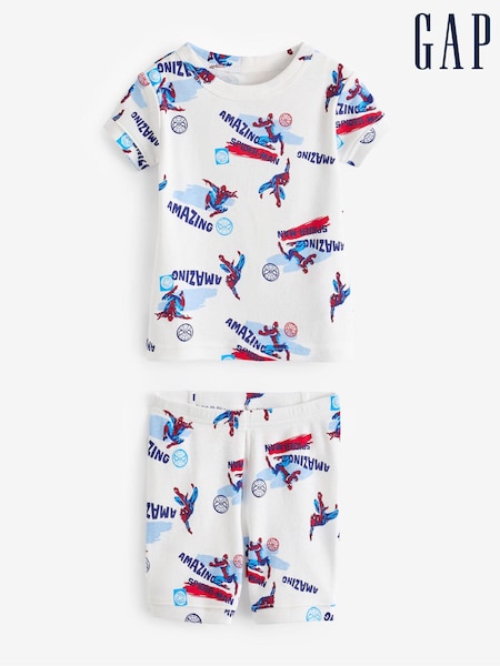 Gap White Marvel Spider-Man Cotton Pyjama Set (6mths-5yrs) (B97491) | £9