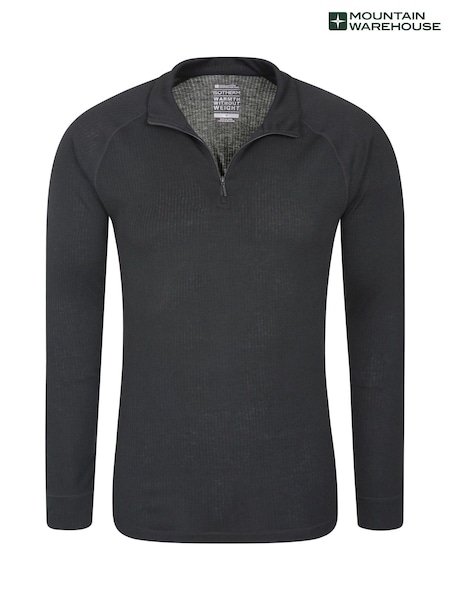 Mountain Warehouse Black Mens Talus Quarter Zip Thermal Top (B97771) | £22