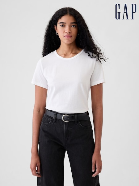 Gap White Crew Neck Vintage 100% Organic Cotton Short Sleeve T-Shirt (B97835) | £18