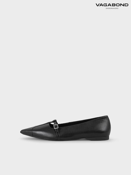 Vagabond Shoemakers Hermine T-Strap Ballerina Black Shoes (B98065) | £100
