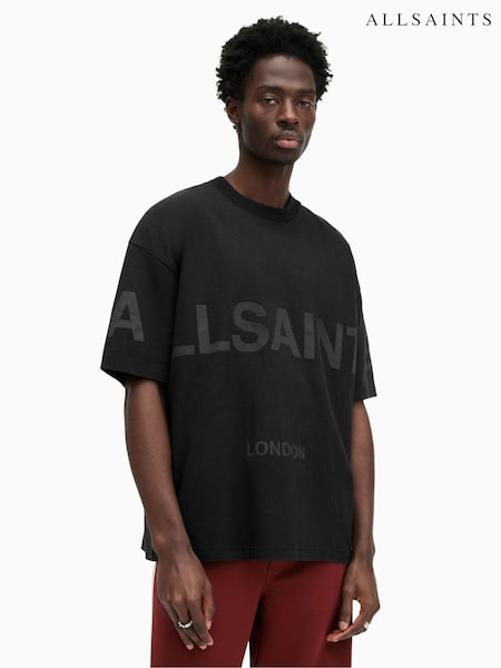 AllSaints Biggy Short Sleeve Crew Neck Black T-Shirt (B98384) | £55