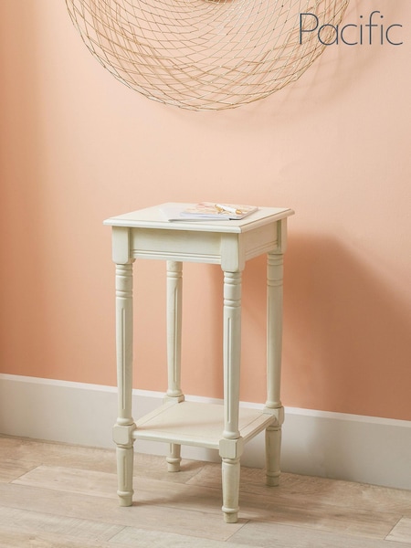 Pacific White Heritage Pine Wood Accent Table with Shelf (B98414) | £90