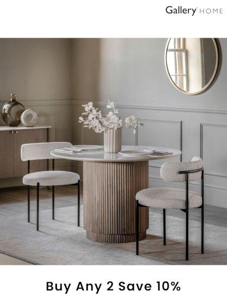 Gallery Home Grey Kenitra Marble Round Dining Table (B98759) | £943