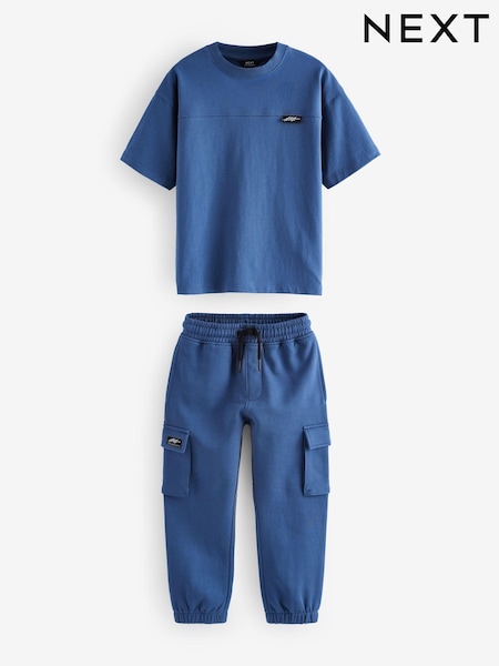 Blue 100% Cotton Short Sleeve Utility T-Shirt and Joggers Set (3-16yrs) (B98996) | £20 - £28