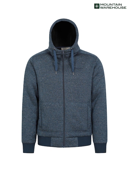 Mountain Warehouse Blue Mens Nevis Fleece Lined Hoodie (B99057) | £64