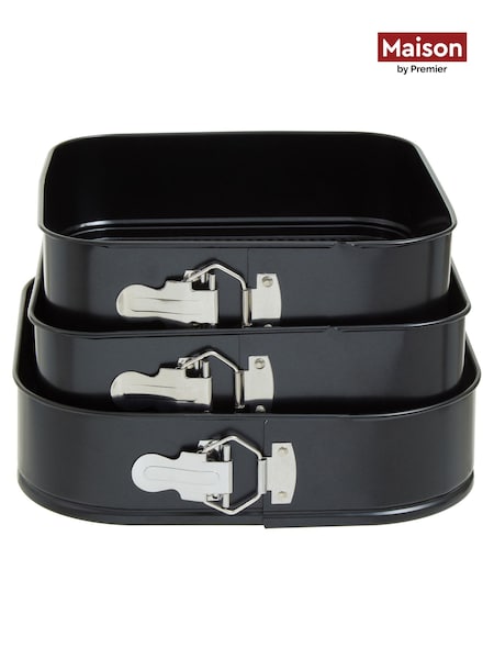 Maison by Premier Black From Scratch Set Of Three Non Stick Square Cake Tins (B99521) | £30