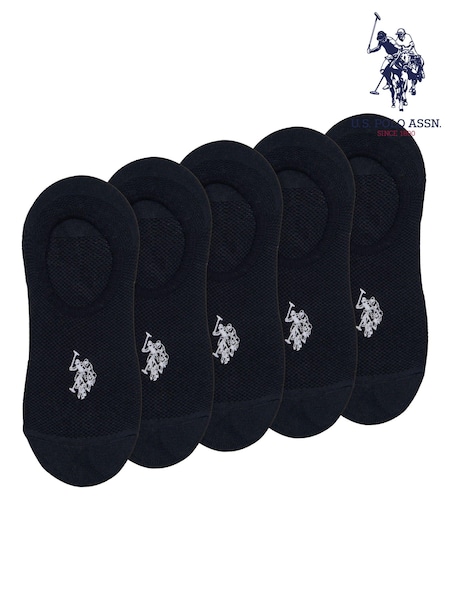 U.S. Polo Assn. Black Invisible Mens Trainer Socks 5 Pack (B99539) | £20