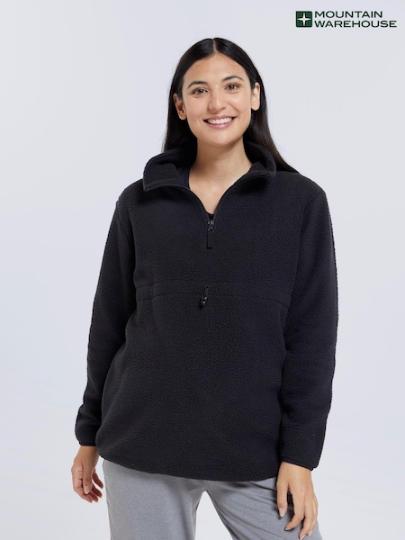 Mountain Warehouse Black Cosy Maternity Borg Half-Zip Fleece (B99569) | £44