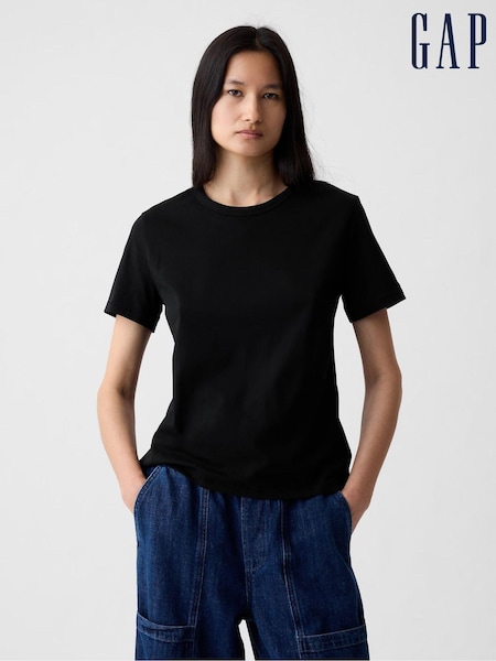 Gap Black Crew Neck Vintage 100% Organic Cotton Short Sleeve T-Shirt (B99701) | £18