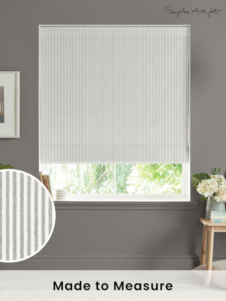 Sophie Allport Grey Stamford Stripe Made to Measure 100% Cotton Roman Blinds (B99823) | £79