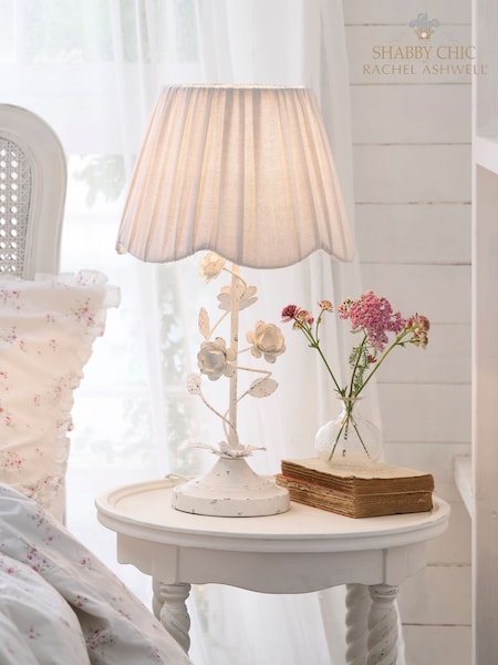 Shabby Chic by Rachel Ashwell® White Distressed Floral Table Lamp (C00043) | £90