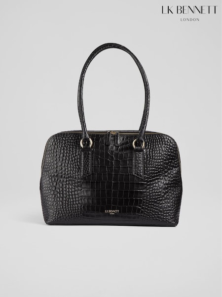 LK Bennett Black Croc Effect Jamie Leather Tote Bag (C00078) | £329