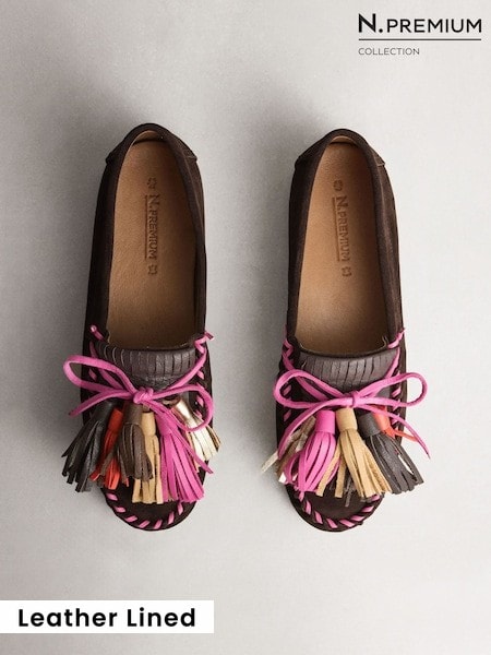 Chocolate Brown - N.premium Suede Leather Tassel Moccasins