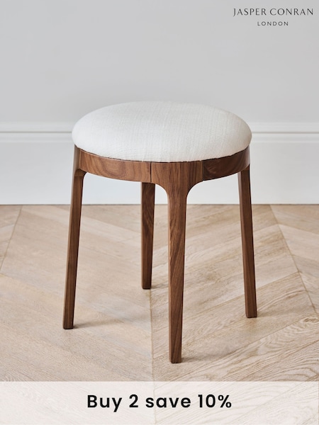 Jasper Conran London Off White Belgrave Walnut Stool (C00422) | £199