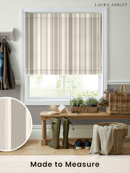 Laura Ashley Grey Awning Stripe Made To Measure Roman Blind (C00460) | £84