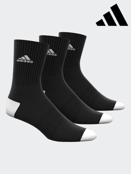 adidas Dark Black Cushioned Crew Socks 3 Pack (C00669) | £12