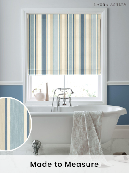 Laura Ashley Blue Awning Stripe Made To Measure Roman Blinds (C00855) | £84