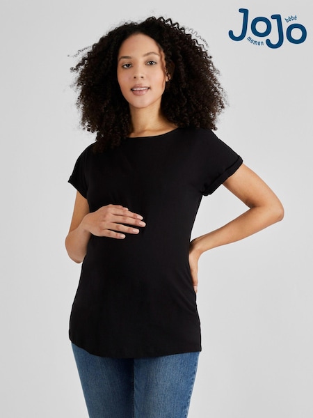 JoJo Maman Bébé Black Boyfriend Cotton Maternity T-Shirt (C01804) | £19
