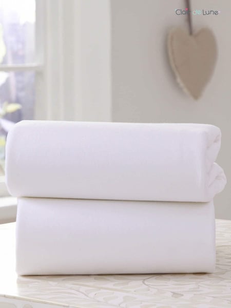 Clair De Lune White Travel 100% Cotton Fitted Sheet (C01837) | £20.99