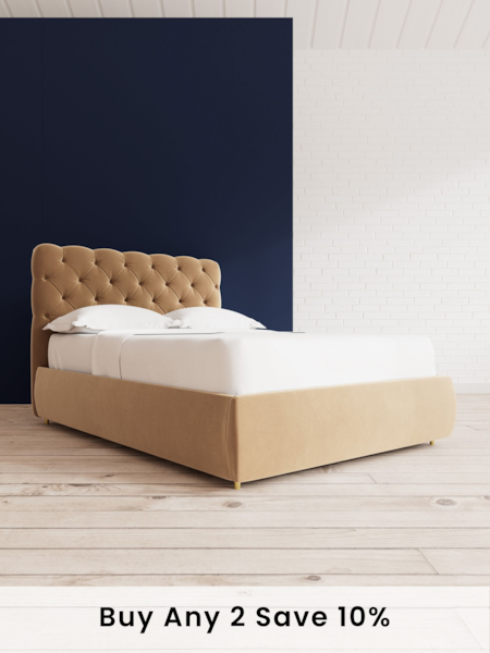 Swoon Easy Velvet Biscuit Natural Burbage Divan Bed (C02269) | £1,199 - £1,289