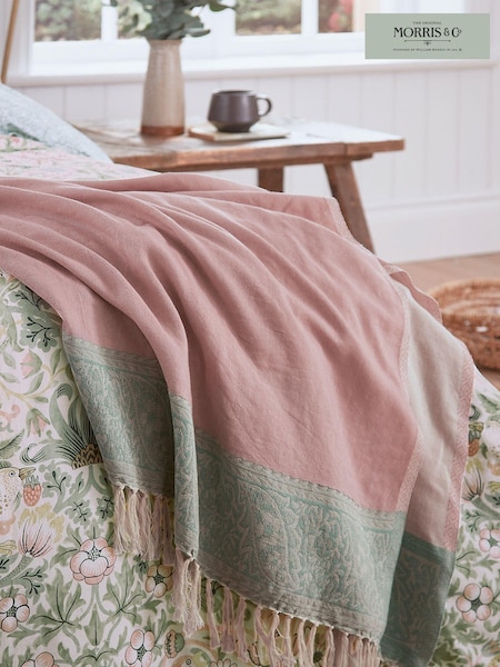 Morris & Co Pink Strawberry Thief/Severne Throw (C02331) | £165