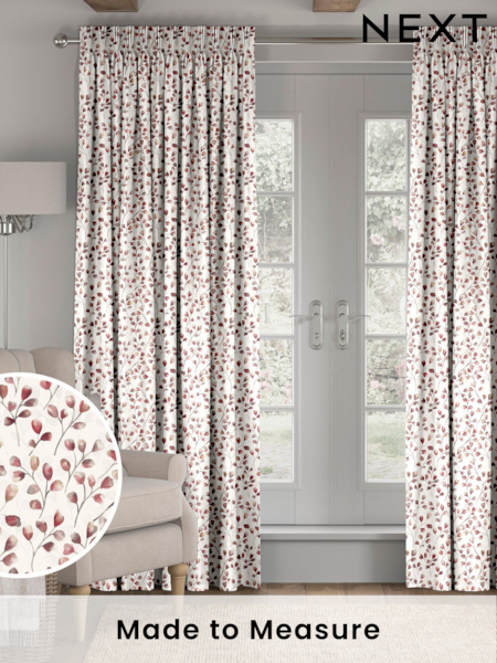 Red April Made To Measure 100% Cotton Curtains (C02519) | £61