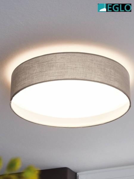 Eglo Mink Brown Taupe Pasteri 1 Light Fabric Ceiling Light (C03010) | £50