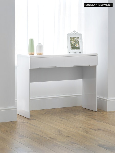 Julian Bowen White Manhattan Gloss 2 Drawer Dressing Table (C03318) | £145