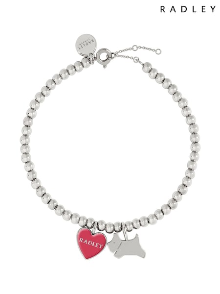 Radley Silver Plated Friendship Bracelet with Jumping Dog and Pink Enamel Heart (C03545) | £40