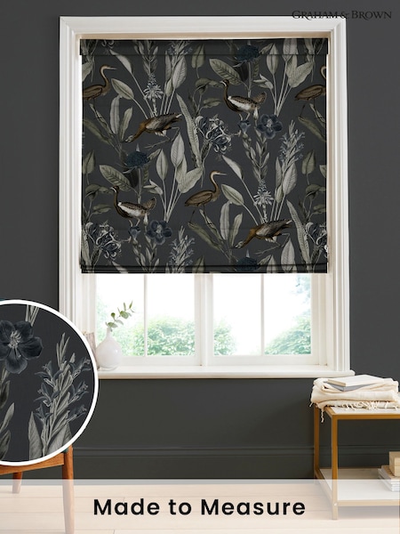 Graham & Brown Midnight Grey Glasshouse Made to Measure Roman 100% Cotton Blind (C03959) | £99
