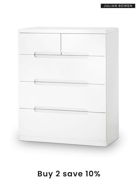 Julian Bowen White Manhattan 5 Drawer Chest (C04505) | £260