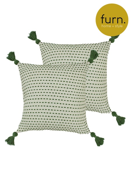 furn. 2 Pack Green Ezra Cushions (C04646) | £27