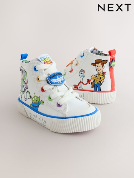 White - Toy Story Lace Up Hi-top Trainers