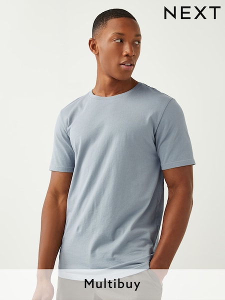 Grey Silver Slim Fit Essential Crew Neck Cotton T-Shirt (C05136) | £8