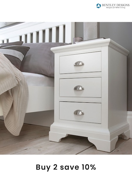 Bentley Designs White Hampstead 3 Drawer Bedside Table (C05987) | £300