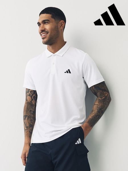 adidas White Train Essentials Training Polo Shirt (C06149) | £25