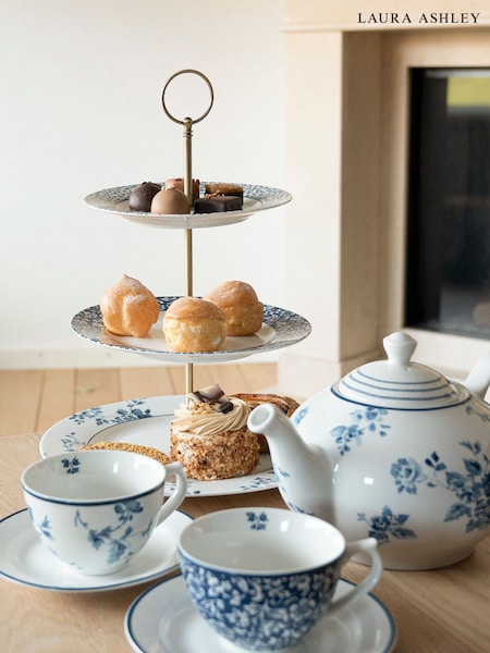 Laura Ashley Blue Cake Stand Blueprint 3-Tier (C06153) | £48