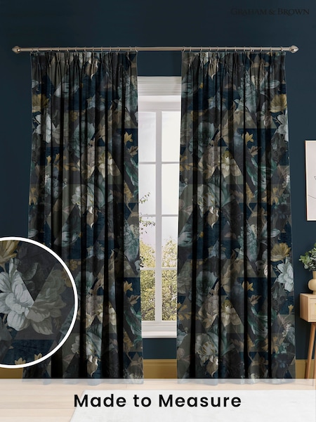Graham & Brown Midnight Purple Timepiece Made to Measure 100% Cotton Curtains (C06376) | £119