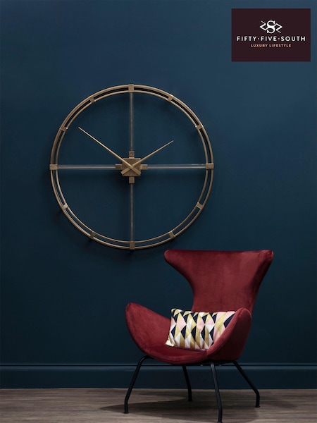Fifty Five South Gold Finish Metal Frame Wall Clock (C06528) | £215