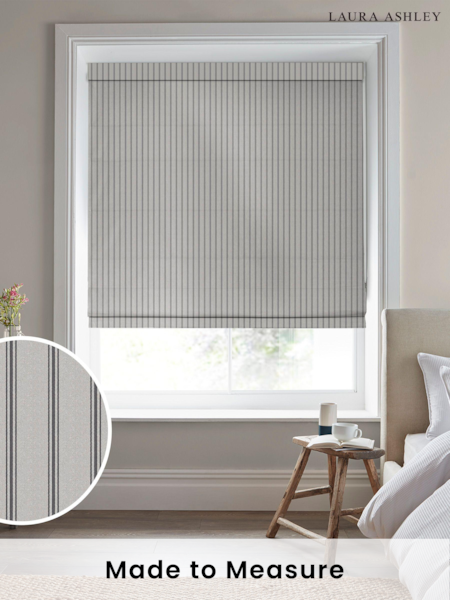 Laura Ashley Grey Burnsall Stripe Made To Measure Roman Blinds (C06668) | £84
