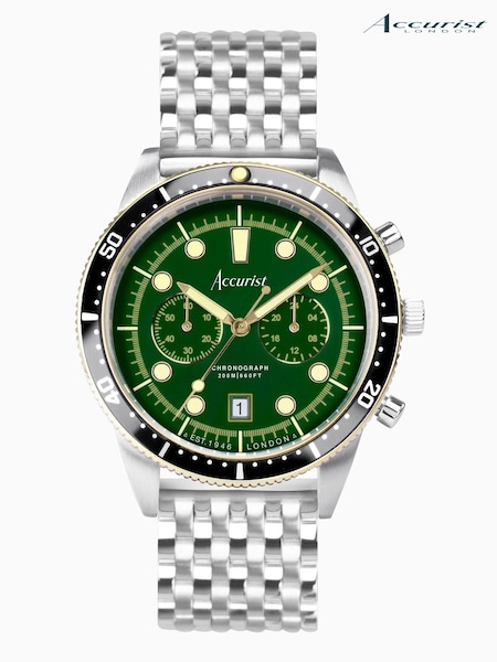 Accurist Dive Mens Silver Tone Stainless Steel Bracelet Chronograph Watch (C06776) | £129