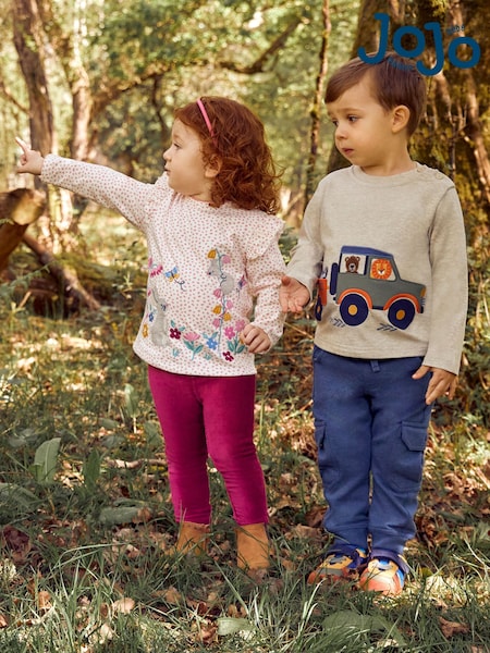 JoJo Maman Bébé Berry Pink & Indigo Blue 2-Pack Jersey Cord Jeggings (C07198) | £23