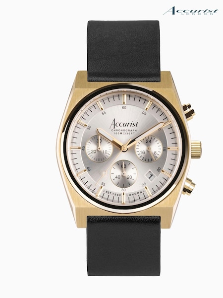 Accurist Origin Mens Black Leather Strap Chronograph Watch (C07263) | £149