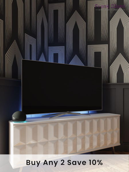 Frank Olsen White Elevate Smart LED Corner TV Stand (C07614) | £370